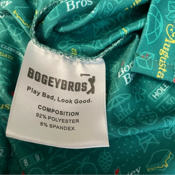 Bogey Bros Men’s XXL Augusta Green Polo Golf Shirt Retired Print - Picture 7 of 9